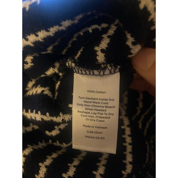 Talbots Women's Knit Sheath Dress Size MP Dark Navy Blue Striped - Picture 11 of 12